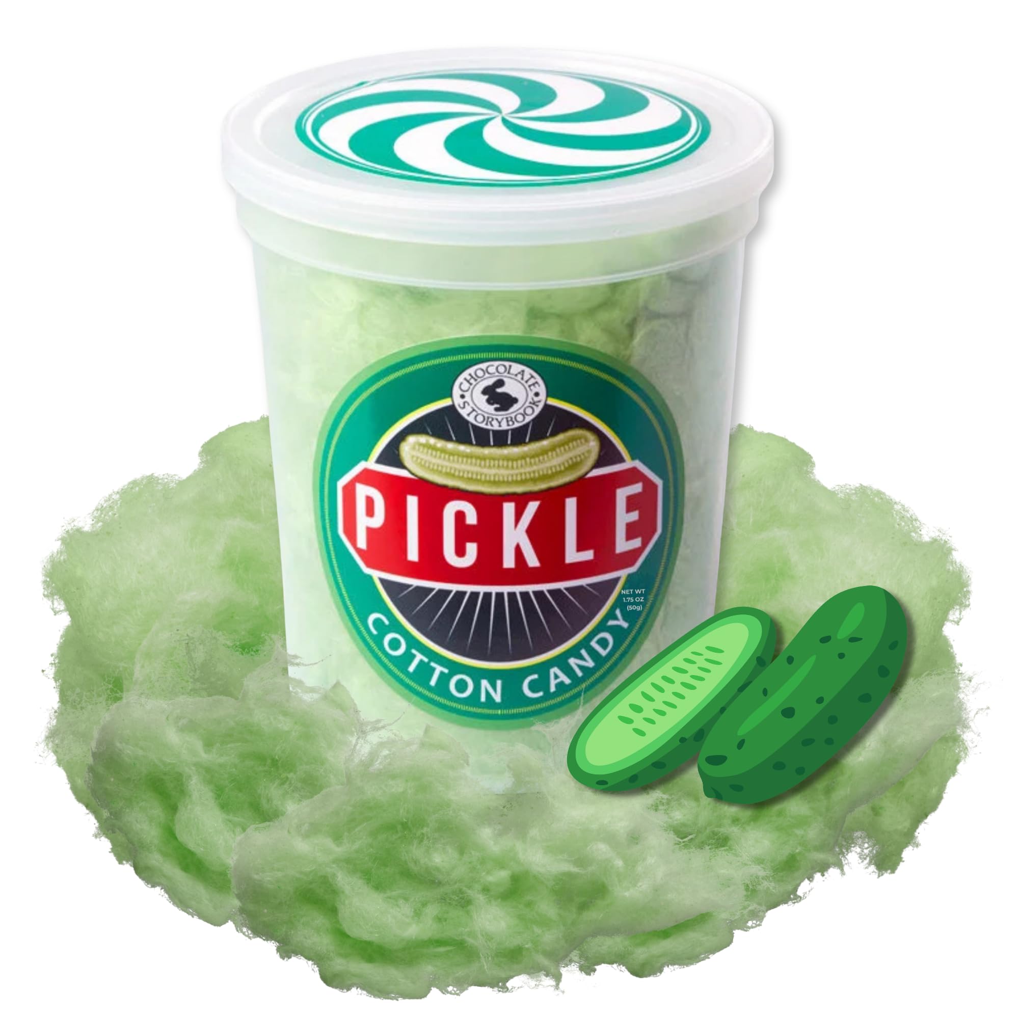 CHOCOLATE STORYBOOK Pickle Gourmet Flavored Cotton Candy – Unique Idea for Holidays, Birthdays, Gag Gifts, Party Favors