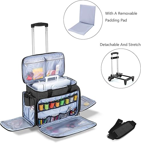 Miniatura 17 de Luxja - Bolsa para máquina de coser portátil, compatible con la mayoría de las máquinas Singer Morado,Negro,Azul,Puntos grises,Puntos