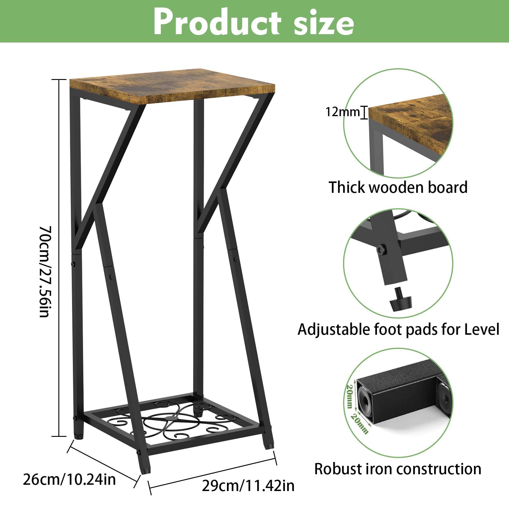 Eremaoy Tall Plant Stand Indoor Corner Metal Plant Shelf for Multiple Plants 2 Tier Modern Wood Plant Support Flower Pot Holder Display Rack for Home Living Room Outdoor Balcony Garden Patio - Image 2
