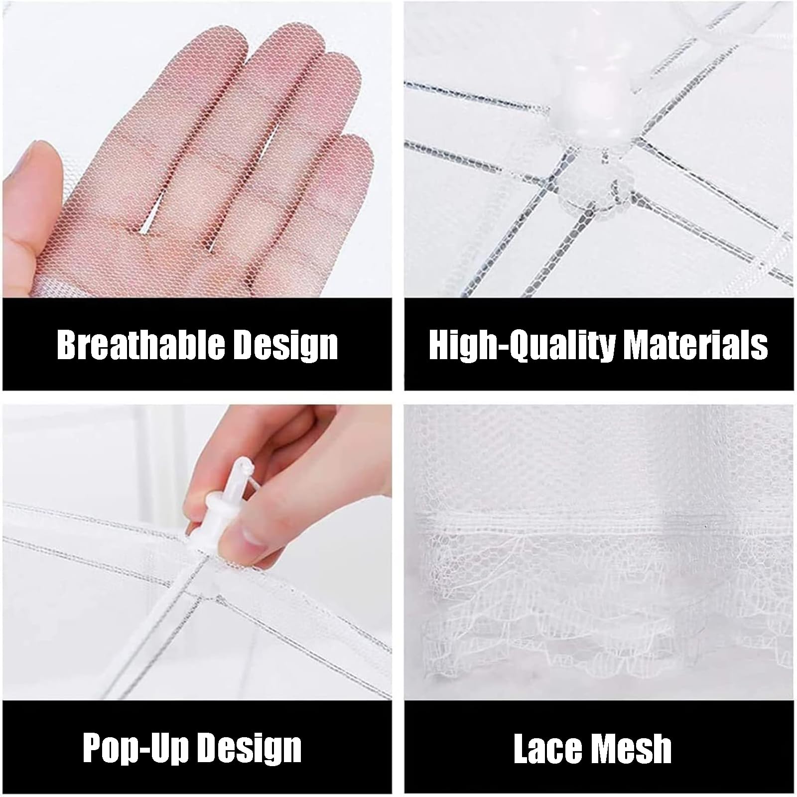 Cubierta de Malla para Alimentos,2 PCS Plegable Protector Transpirable contra Moscas para Mesa Fruta Picnic Mosquitera Comida Cubierta Protectora Reutilizable para Barbacoa Cocina