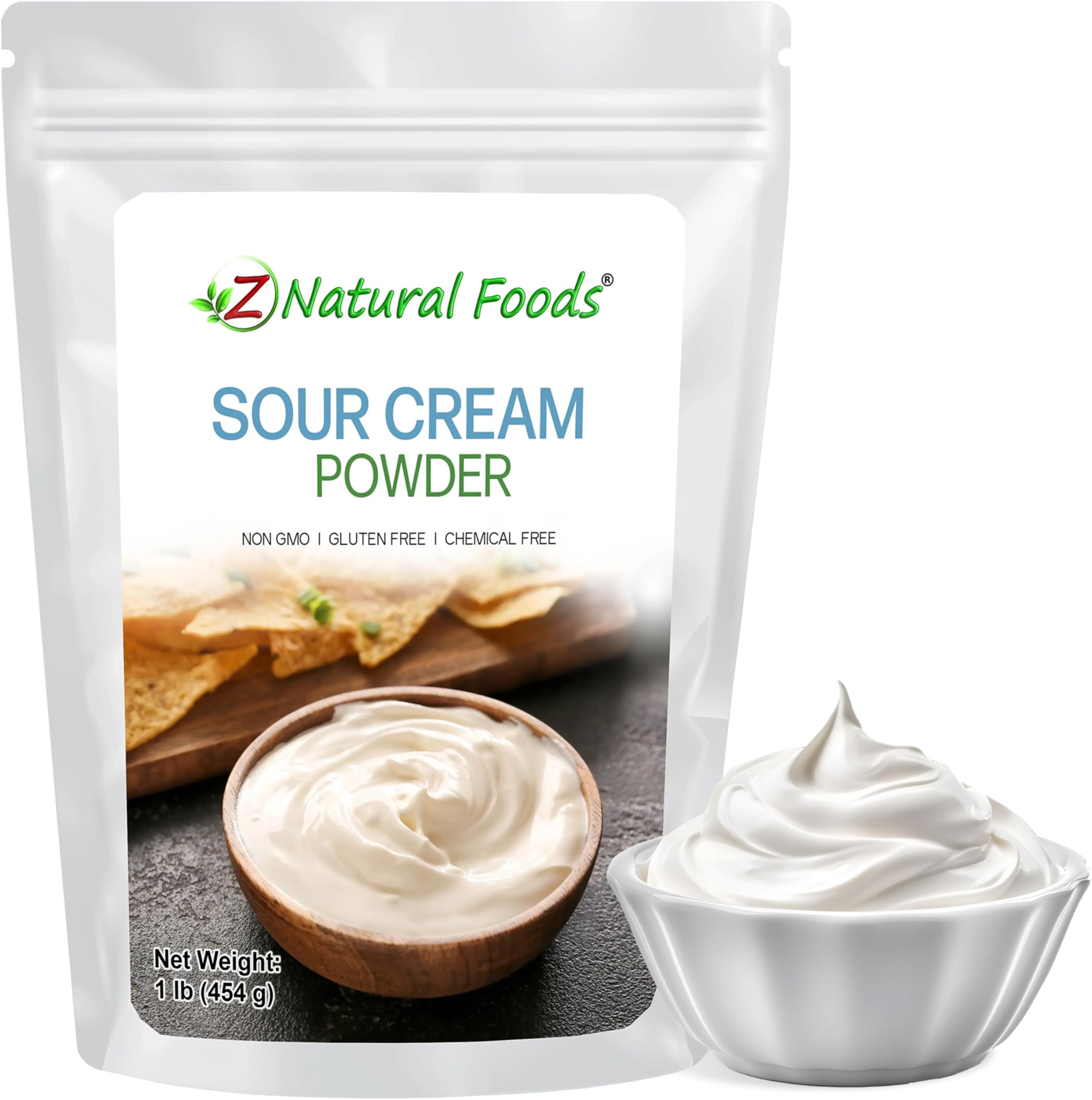 Z Natural Foods Sour Cream Powder - Creamy Low-Lactose with Probiotics, Powdered for Long Shelf Life - Easy 2:1 Mix for Baking, Toppings, Dips, Sour Cream & Onion Seasoning - Non-GMO, Gluten-Free