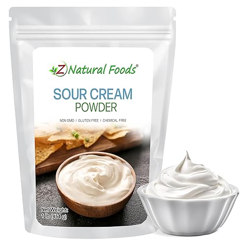 Z Natural Foods Crema agria en polvo, cremosa baja en lactosa con probióticos, en polvo para una larga vida útil, mezcla fácil 2:1 para hornear,
