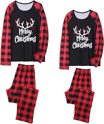 ENJOYNIGHT Matching Family Christmas Pajama Set Holiday Couples Pjs Long Sleeve Sleepwear