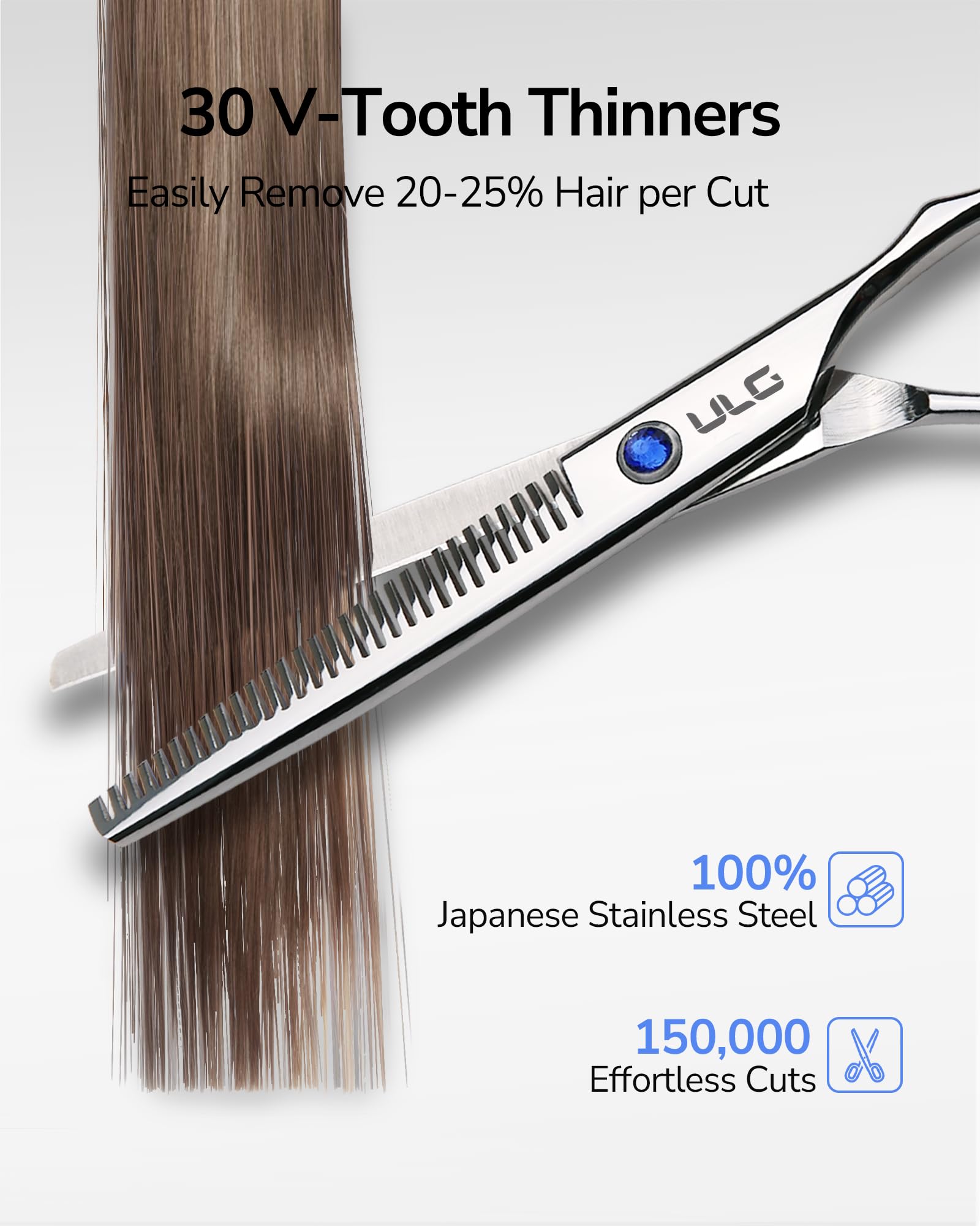 ULG - Set de ciseaux de coiffure : ciseaux de coupe et ciseaux d'effilage.