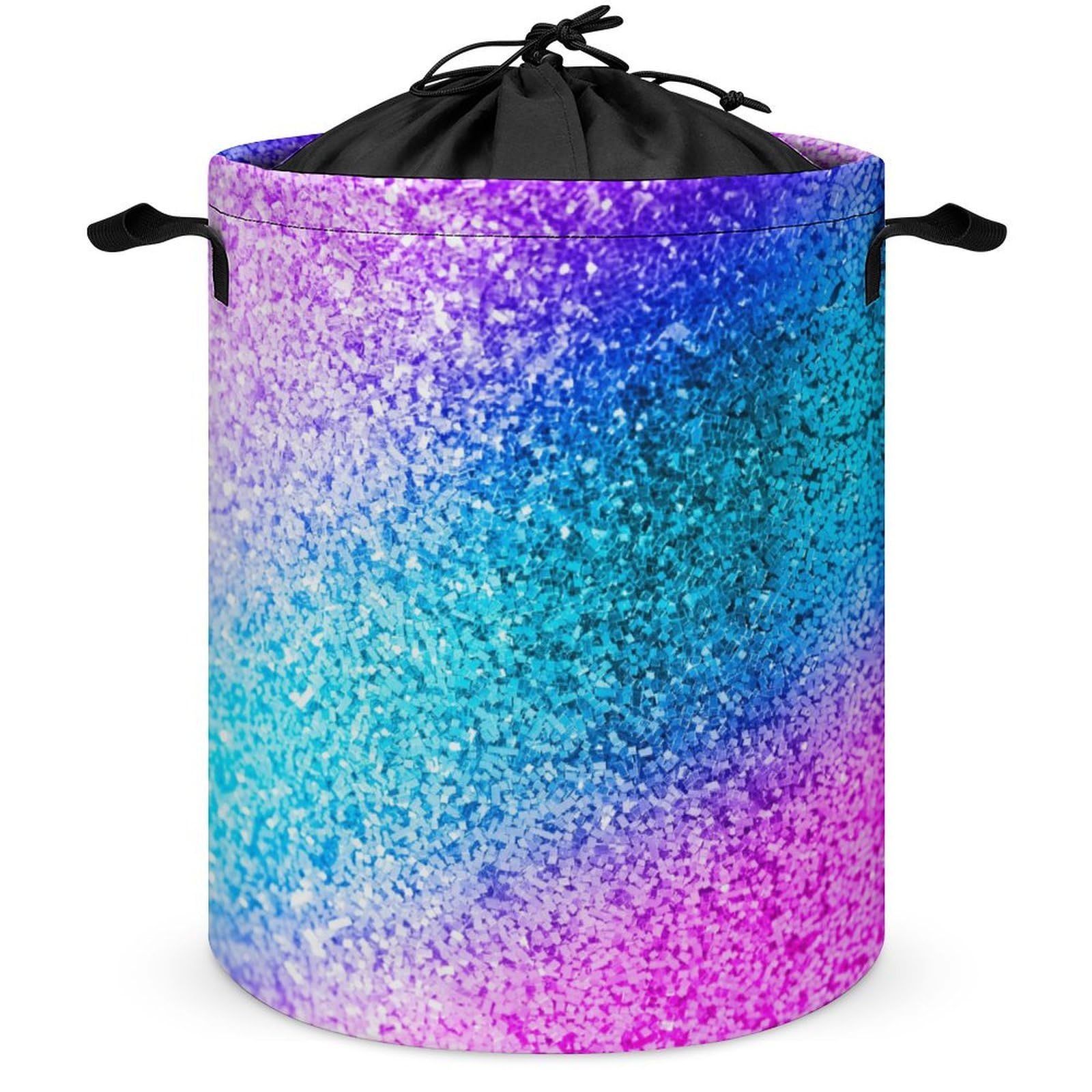 Wlntrophic Drawstring Laundry Hamper, Glitter Sequin Spot Laundry Basket, Washing Basket with Handle