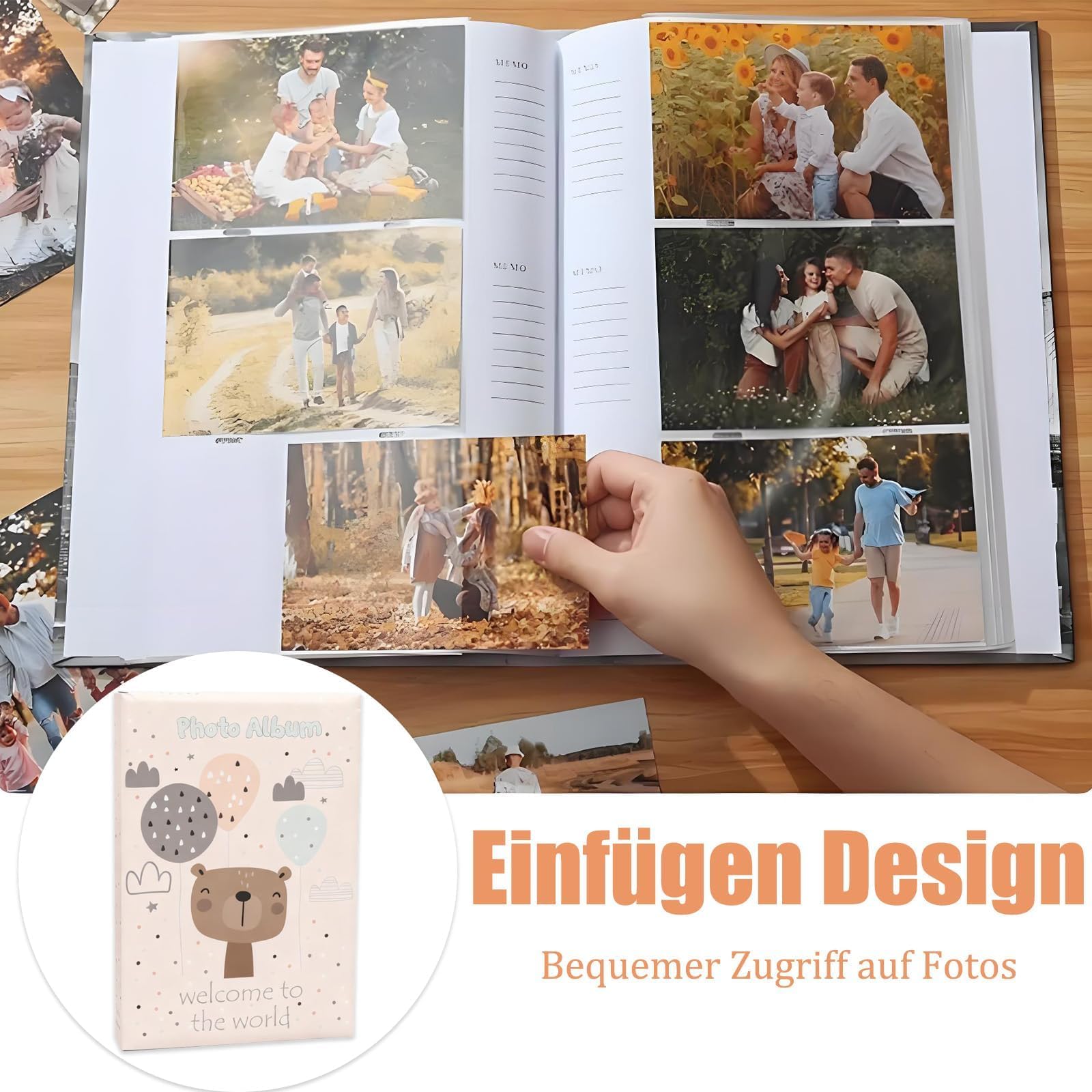 Álbum de fotos para bebé, álbum de fotos de 50 páginas con 300 fotos, álbum de fotos para niños, 33 x 22,5 cm, álbum de fotos para personalizar, álbum de fotos para familia, aniversario de boda