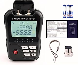 4 in 1 Optical Power Meter with Laser Light -50~+26dbm Fiber Optic Tester Electric Meter Network Cable Tester Led Light Optical Power Meter Vfl Visual Fault Locator 2mw