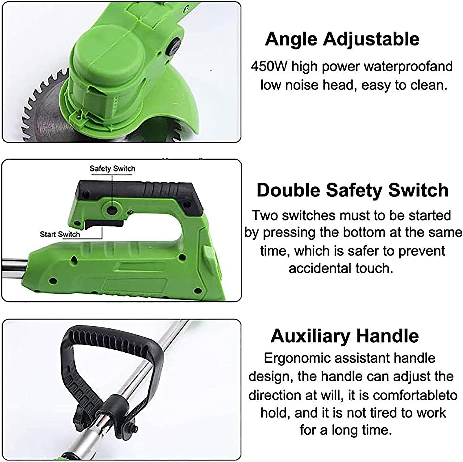 Tondeuse sans fil, désherbeur domestique multifonctionnel 600 W batterie haute puissance tondeuse à gazon rechargeable longueur réglable tête de machine rotative tondeuse à gazon poussée
