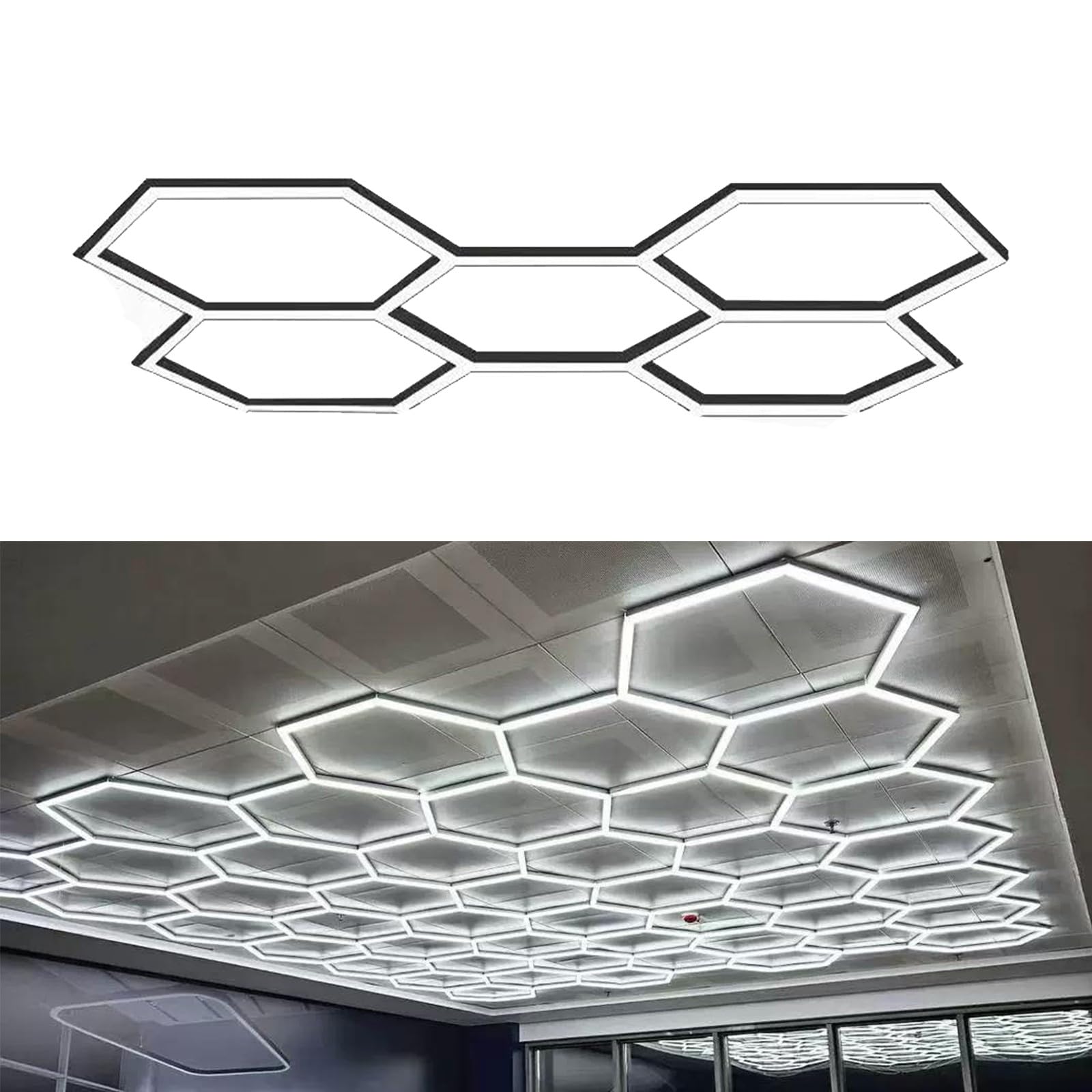 5 rejillas / 14 rejillas DIY llevó luz de techo de panal de abeja luces led, luces de la tienda de la rejilla hexagonal luz de techo enchufable para almacén taller gimnasio A