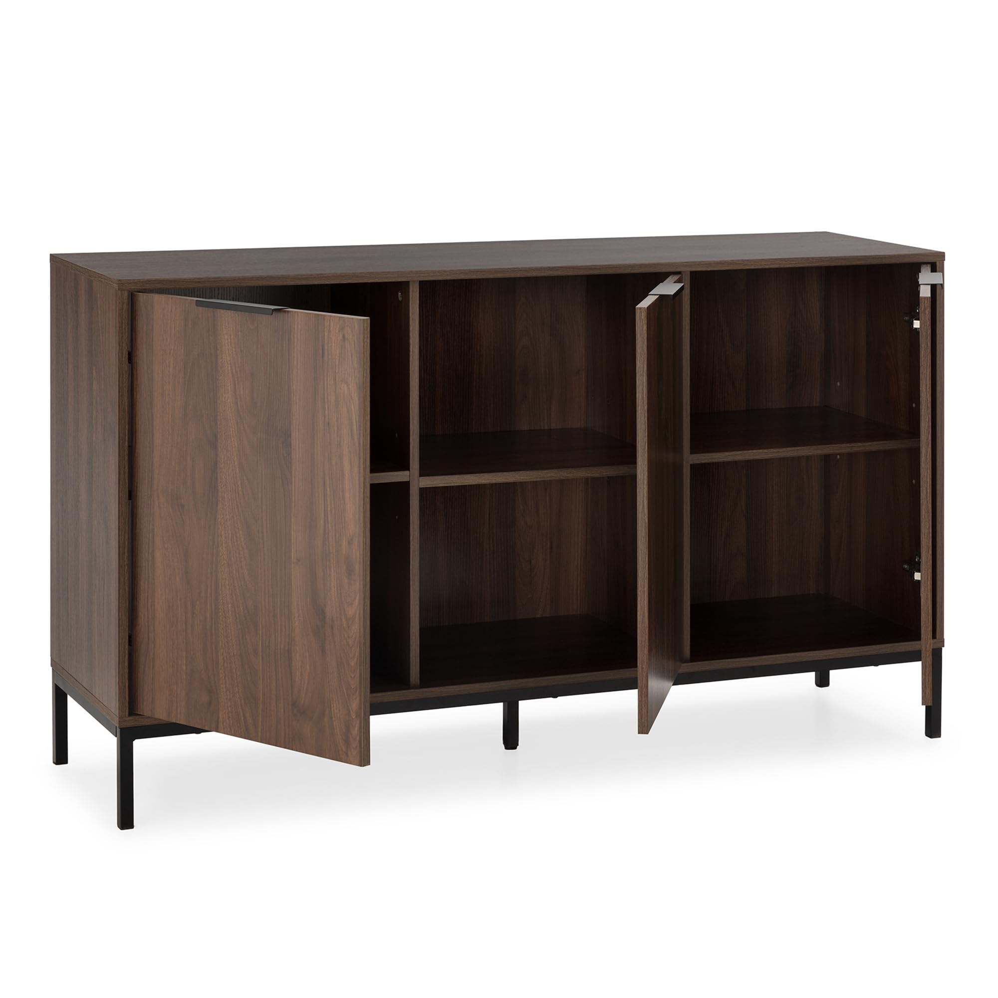HOMN LIVING Aparador Auri 3 Puertas Color Nogal, 140 cm (Ancho) 40 cm (Profundo) 80 cm (Altura)