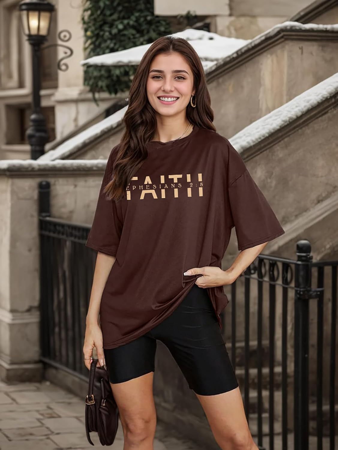 Christian Shirts for Women Oversized Jesus Shirt Faith Graphic Religious Sayings Tee Shirt Drop Shoulder Tops - Image 4