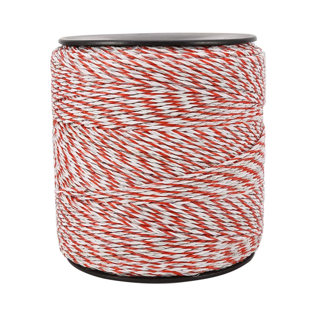 Cable de alimentación para valla eléctrica, carrete de alambre de valla eléctrica, alambre electrónico trenzado de alta conductividad para ganado, ganado, ovejas, caballos, mascotas, cultivos (rojo