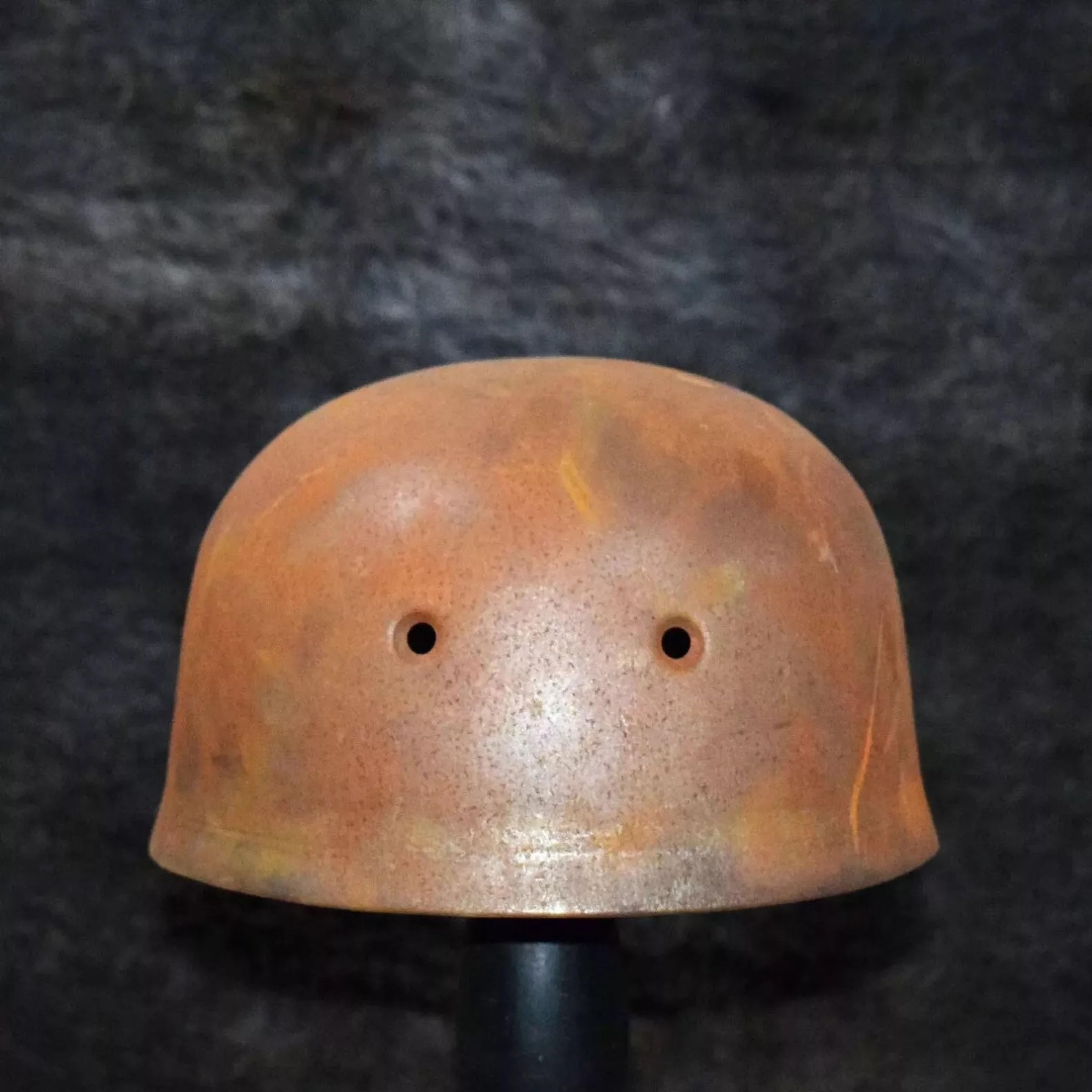 Casco militar vintage, réplica de estilo alemán de la Segunda Guerra Mundial, marrón rústico