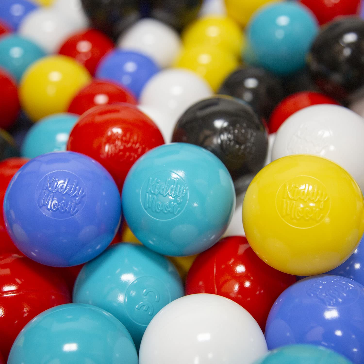 KiddyMoon Soft Plastic Play Balls For Children 500 Balls/6Cm-2.36In Colourful Made In EU, Black/White/Blue/Red/Yellow/Turquoise — image 1