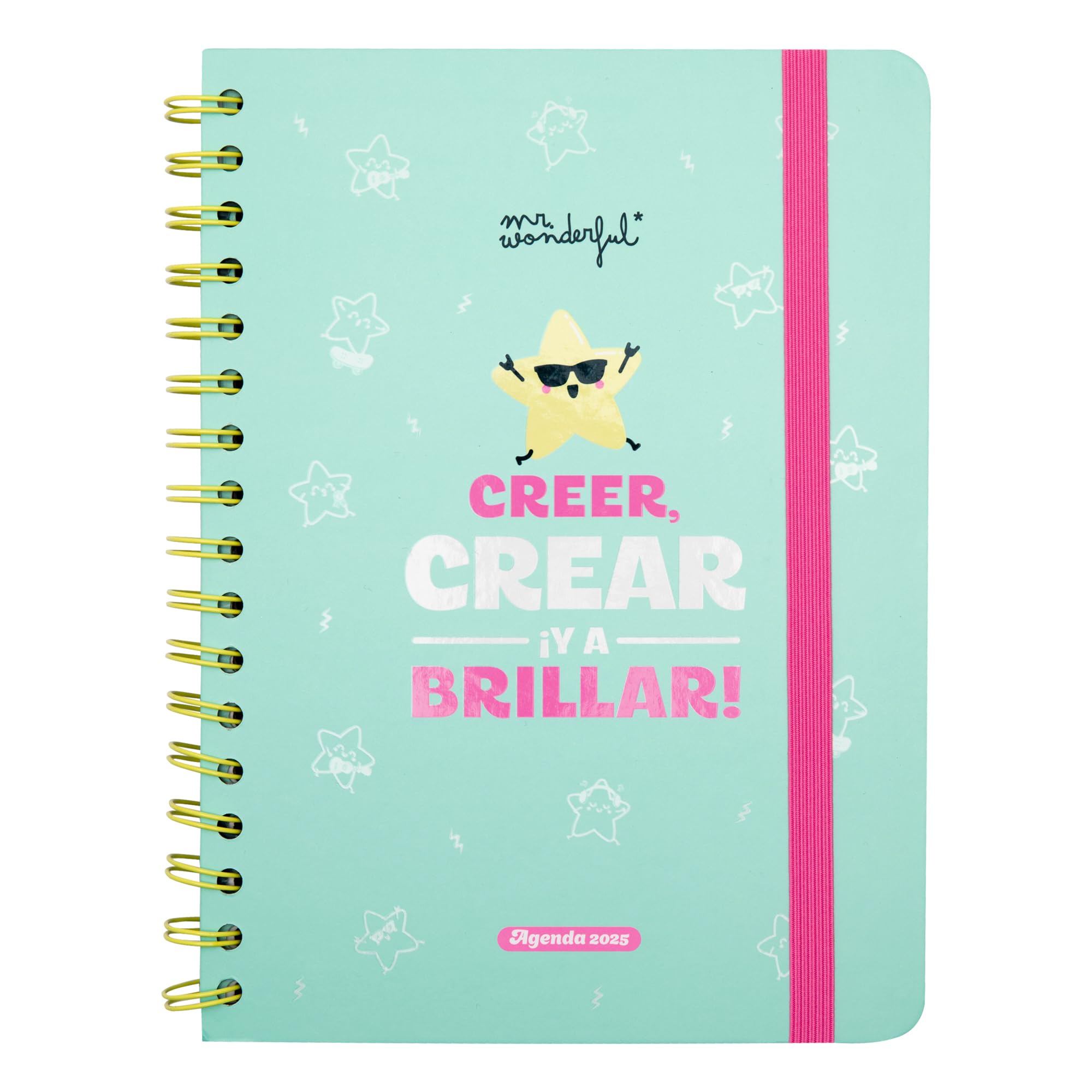 Mr. Wonderful - Wonder 2025 Weekly Planner - Believe, Create and Shine! - Includes 8 Sheets of Stickers and Sticky Notes with Shapes