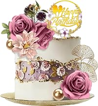 Set of 12 Purple Artificial Roses Birthday Cake Decoration Bohemian Girl Cake Decoration Flower Cake Decoration for Birthdays, Baby Parties