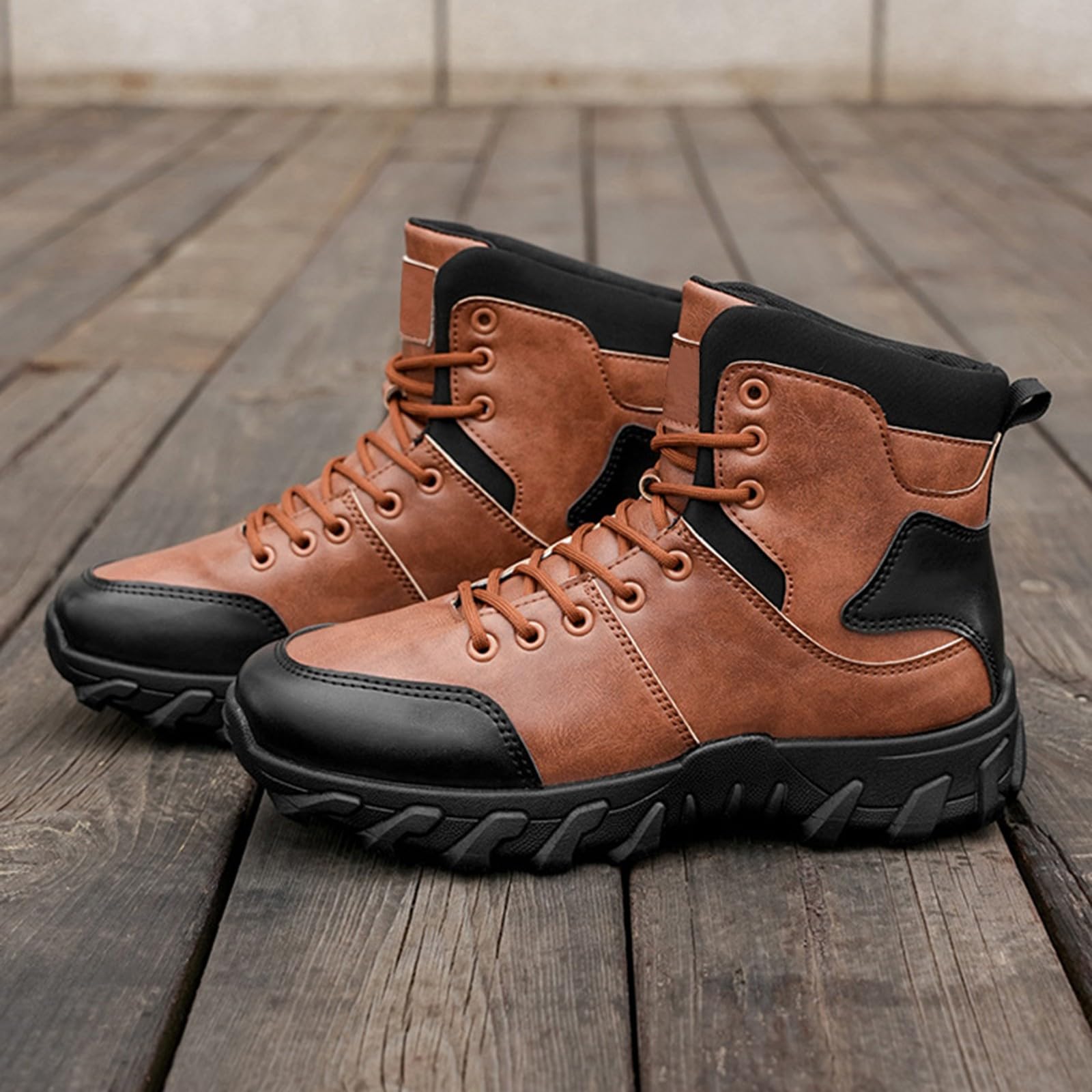 Generisch Scarpe da trekking da uomo, impermeabili, invernali, con lacci, suola spessa, ammortizzazione, stivali da neve con calda imbottitura, per trekking e attività all'aperto