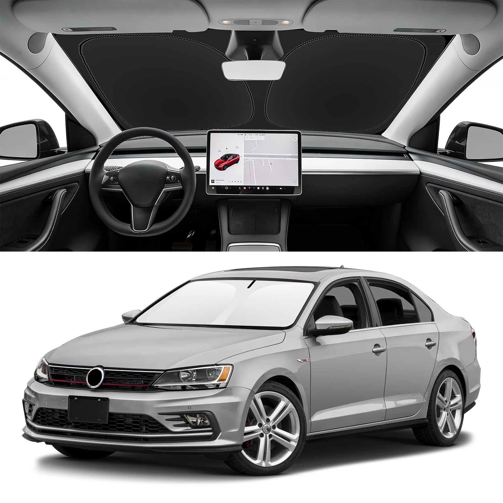 Custom Fit Windshield Sun Shade for VW Jetta 2011-2018