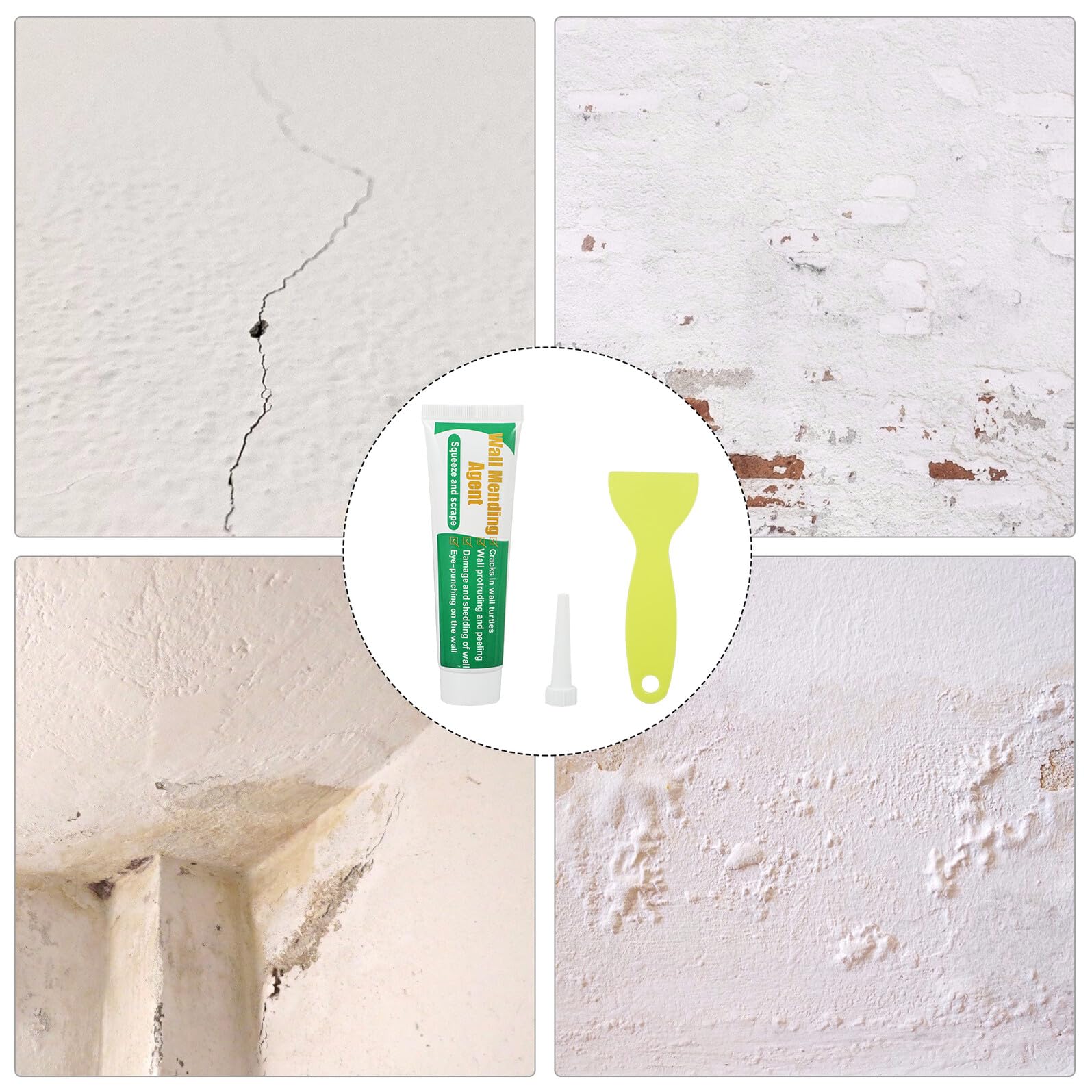 Kit Riparazione Pareti Verde 2 Set, Stucco per Crepe e Buchi | Spatola Inclusa, Pasta Plastica Riutilizzabile, per Superfici Spelate e Ritocchi Rapidi