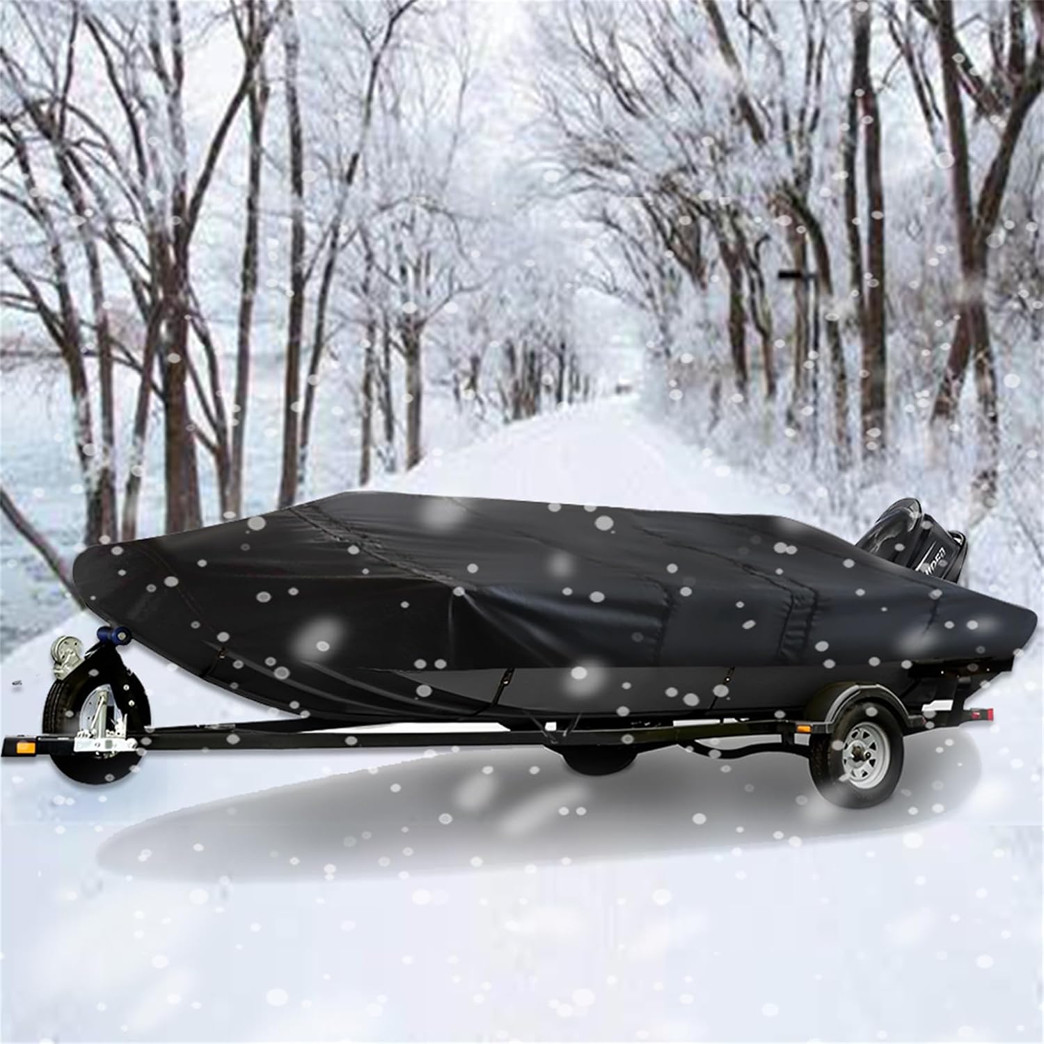 14ft Heavy Duty Trailerable Jon Boat Cover 600D Marine Grade Polyester Boat Cover Fits Jon Boats