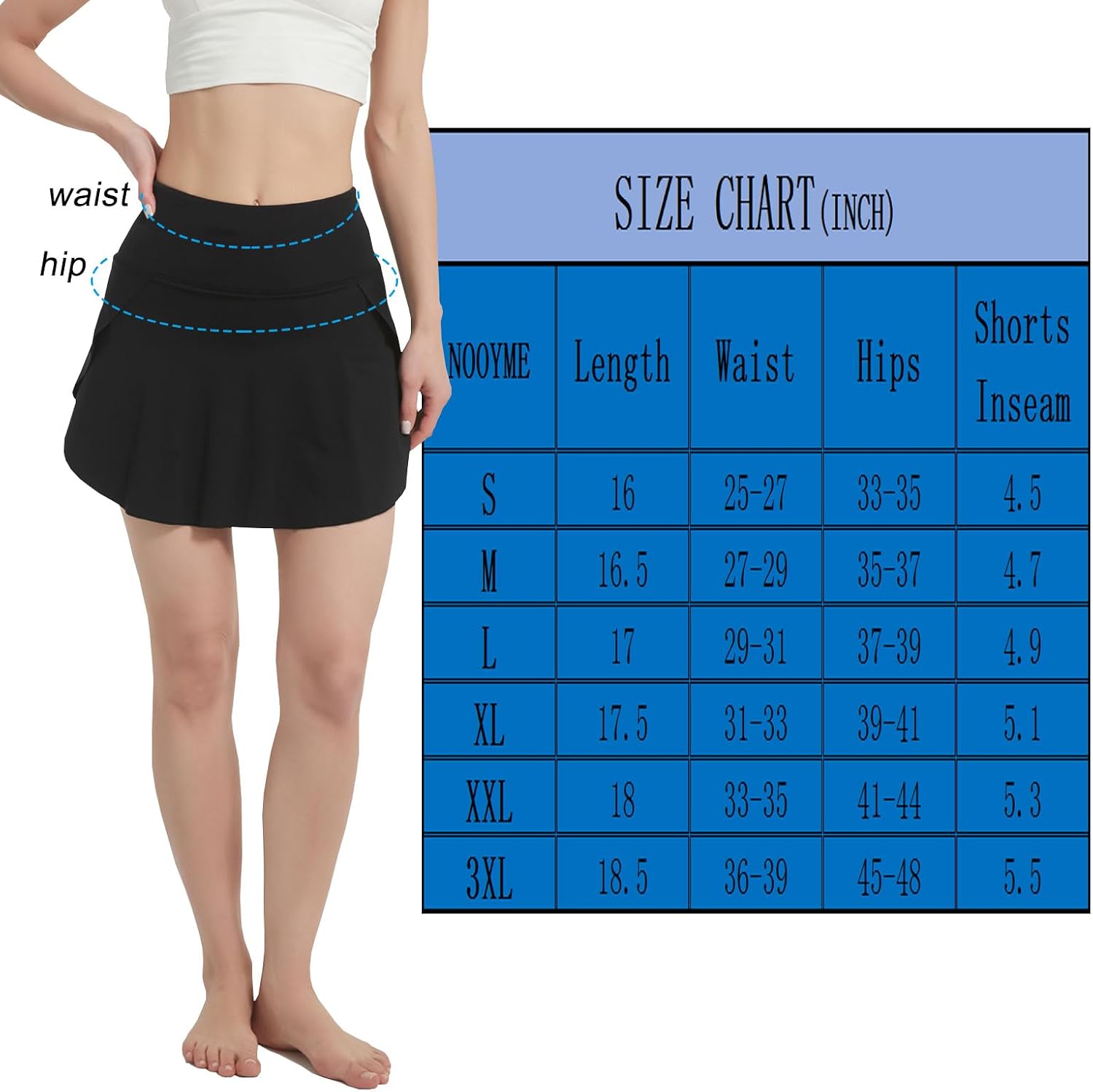 NOOYME Women's 16" Long Swim Skirts Hight Waist Swimsuit Modest Bathing Suit Beach Swimwear Bottoms