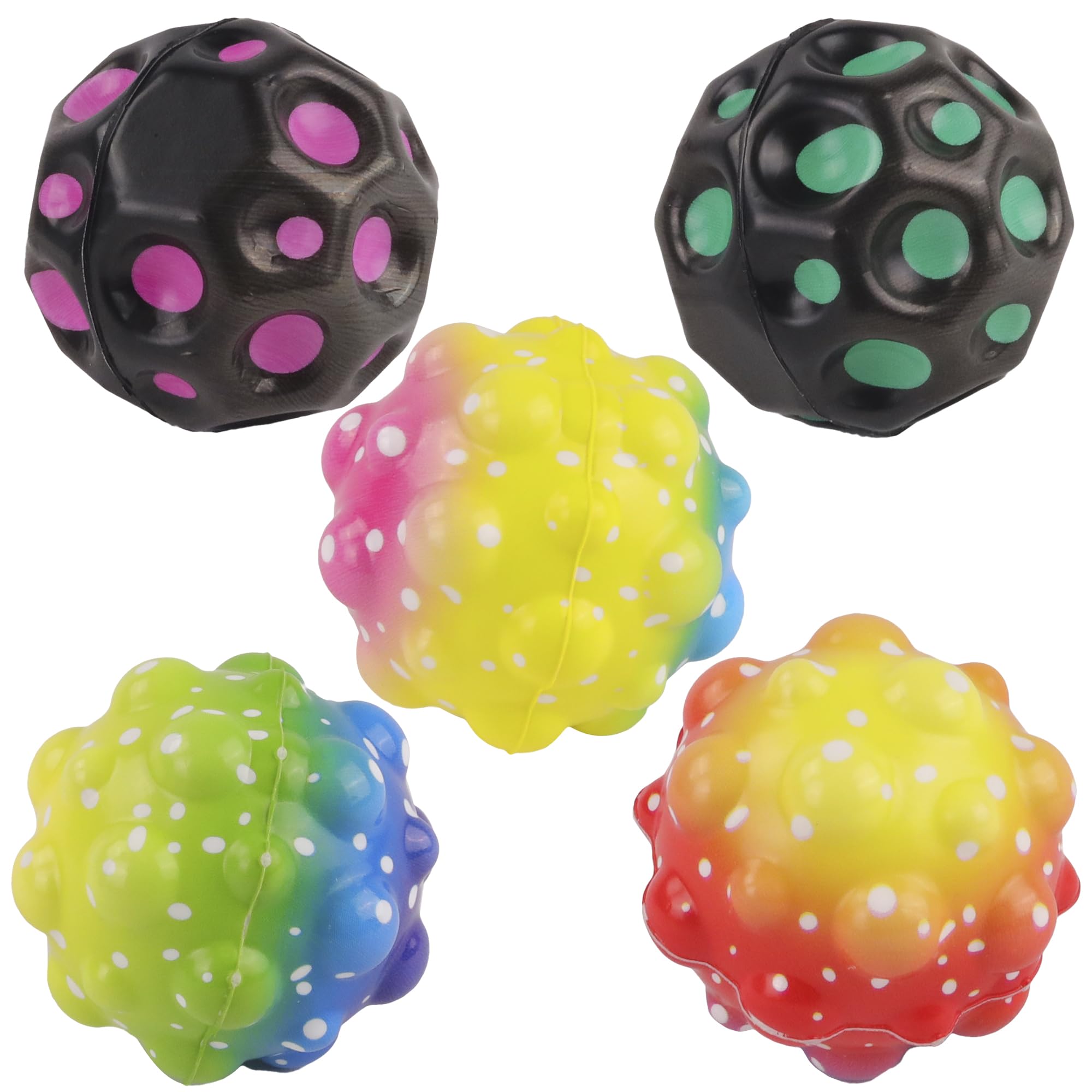 FLYPOP'S - Zestaw 12 Piłek Skaczących - Gra Rekreacyjna - 037218PA - Wielokolorowy - Pianka - Urodziny - Gra Zręcznościowa - Zabawka dla Dzieci - 7 cm x 7 cm - Od 18 miesięcy