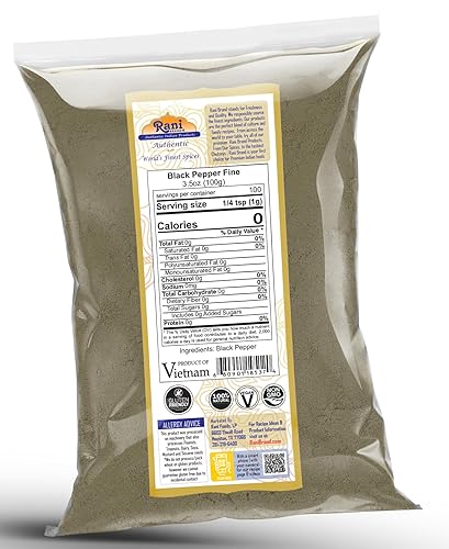 Miniatura 2 de Rani Black Pepper Fine Powder 80 Mesh 3.5oz (100g)  Todo natural  Vegano  Apto para gluten  Sin OMG  Kosher  Producto de Vietnam