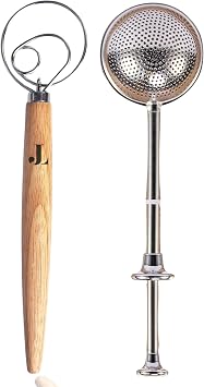 Introducing The Danish Dough Whisk & Scoop & Dust Flour Sifter Bread Making Tools Set An Artisan Sourdough Bread Whisk With Flour Wand For Powdered Sugar Dusting 2pcs Set