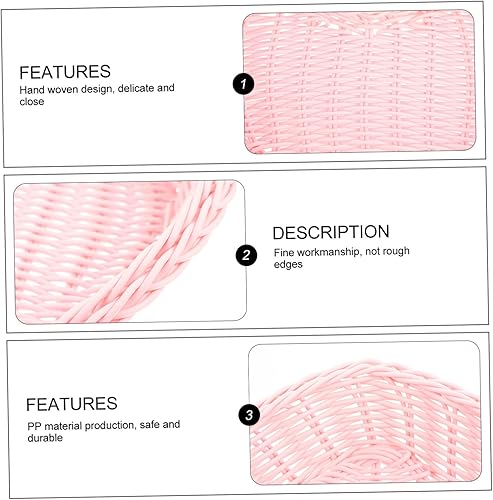 Miniatura 2 de BESTOYARD Cesta de ratán de amor, cesta de pastos marinos, cesta de plástico para alimentos, cestas de almacenamiento apilables, cesta de pan, cesta