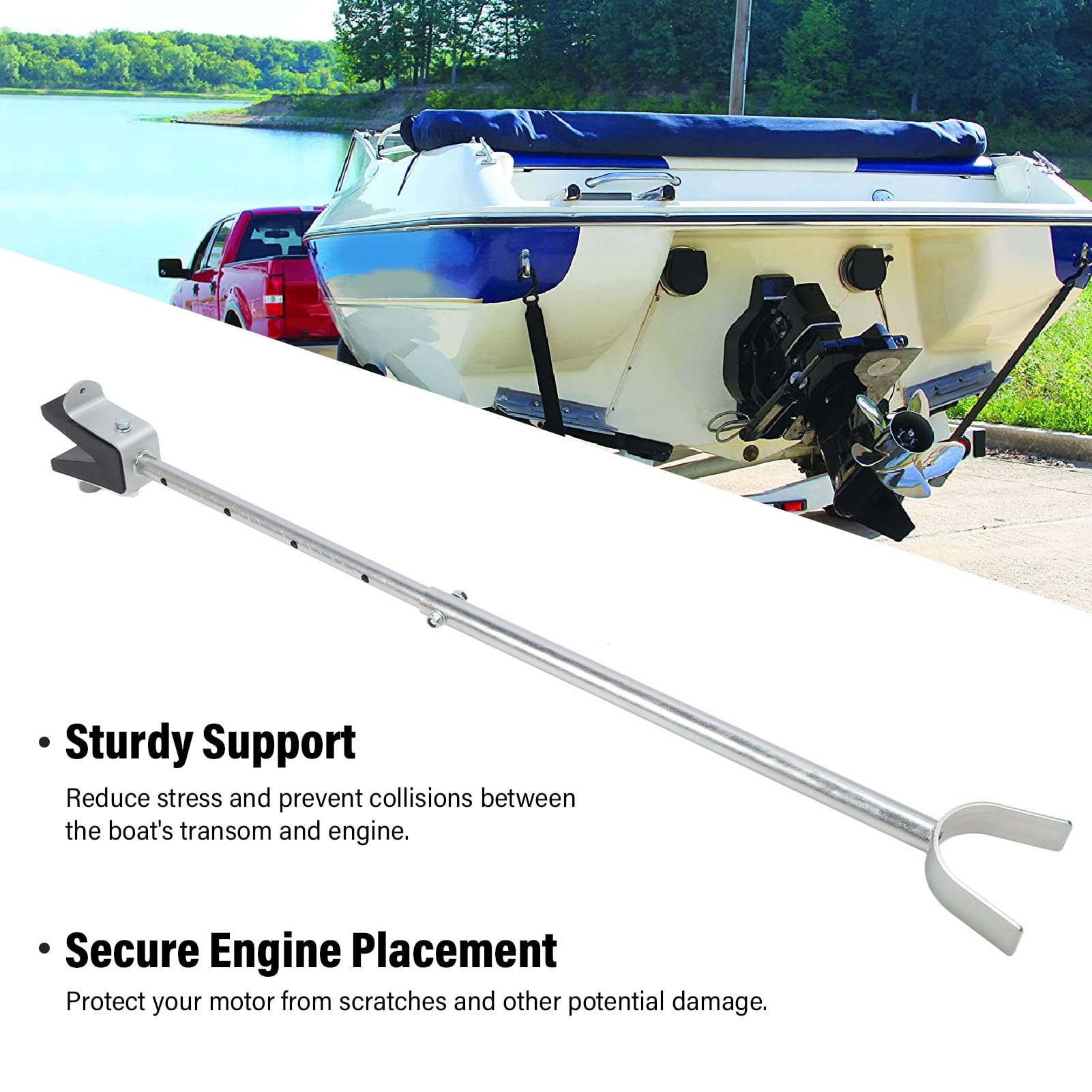 Économiseur de Tableau Arrière de Bateau en Métal, Support Robuste pour Remorque de Navire, économiseur de Tableau Arrière de Moteur Hors-bord de 20,3 à 32,5 Pouces pour les Amateurs de