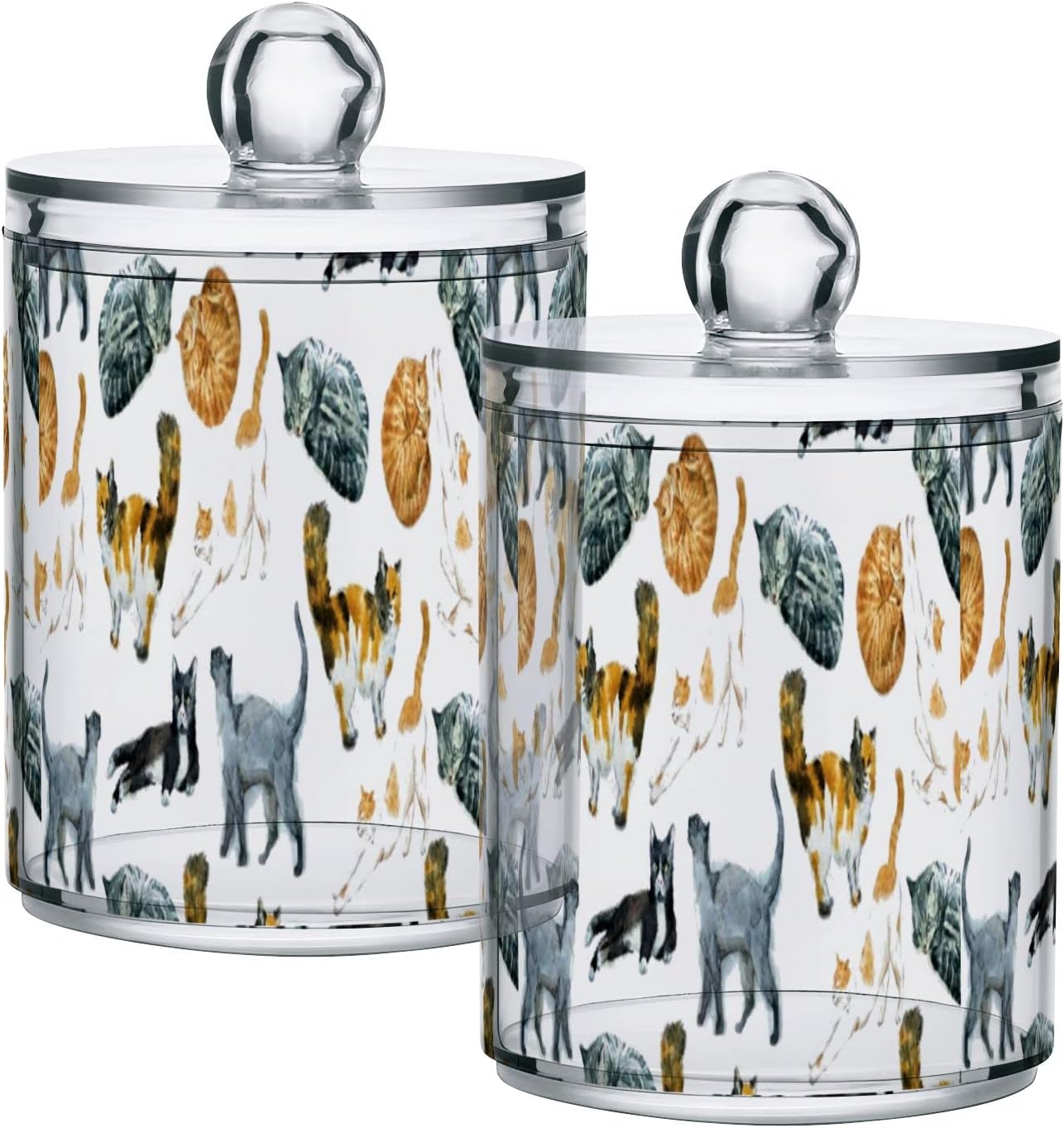 Cat 2 Pack Cotton Swab Ball Holder Organizer Dispenser