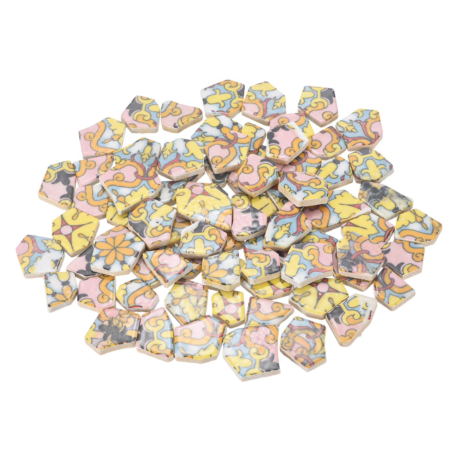 Azulejos de mosaico esmaltados en color amarillo y rosa para manualidades creativas, 500g