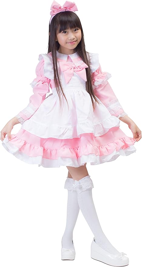 Amazon アリス風 キッズコスチューム ワンピース エプロン アームカバー 4点セット ゴスロリ ハロウィン クリスマス S 90 100cm ピンク キッズコスチューム おもちゃ