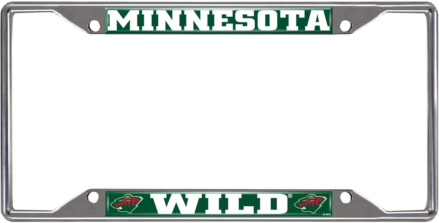 FANMATS 17178 Minnesota Wild Chrome Metal License Plate Frame, Team Colors, 6.25in x 12.25in