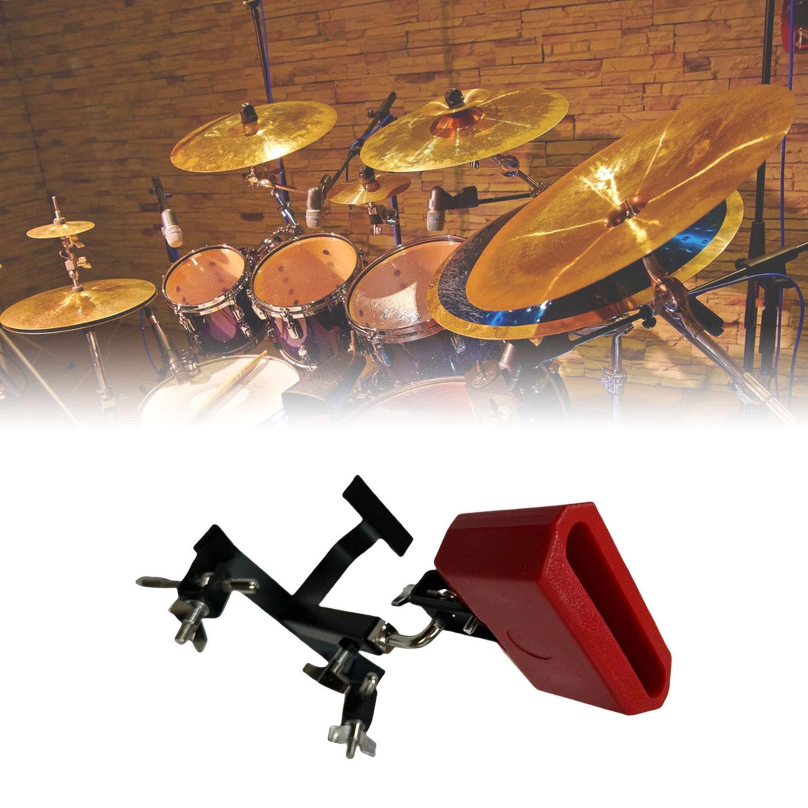 F Fityle Soporte para percusión, abrazadera para cencerro, soporte ajustable para pedal de percusión para pedales de bombo, accesorios para instrumentos, con Cencerro