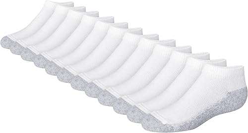 Hanes boys Extra Durable No Show Multipack athletic socks, White, Small - 4.5-8.5 US