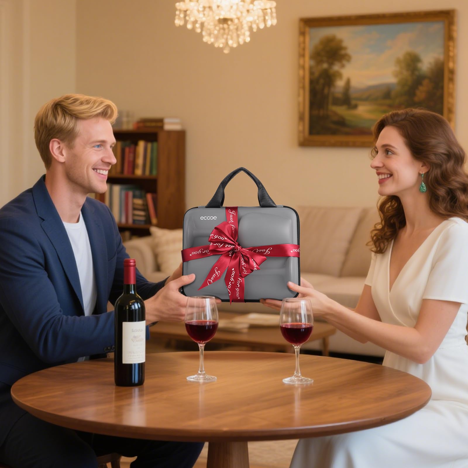 ecooe Lot de 2 verres à vin à emporter avec étui de protection et chiffon de nettoyage - Verres à vin à emporter pour les excursions à la plage, les pique-niques en plein air, cadeau pour les amateurs