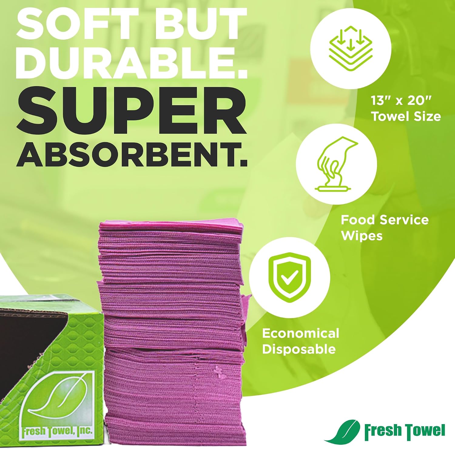 Fresh Towel Pink Foodservice Towels, 200 Count, 13x20 Cleaning Wipes image 4