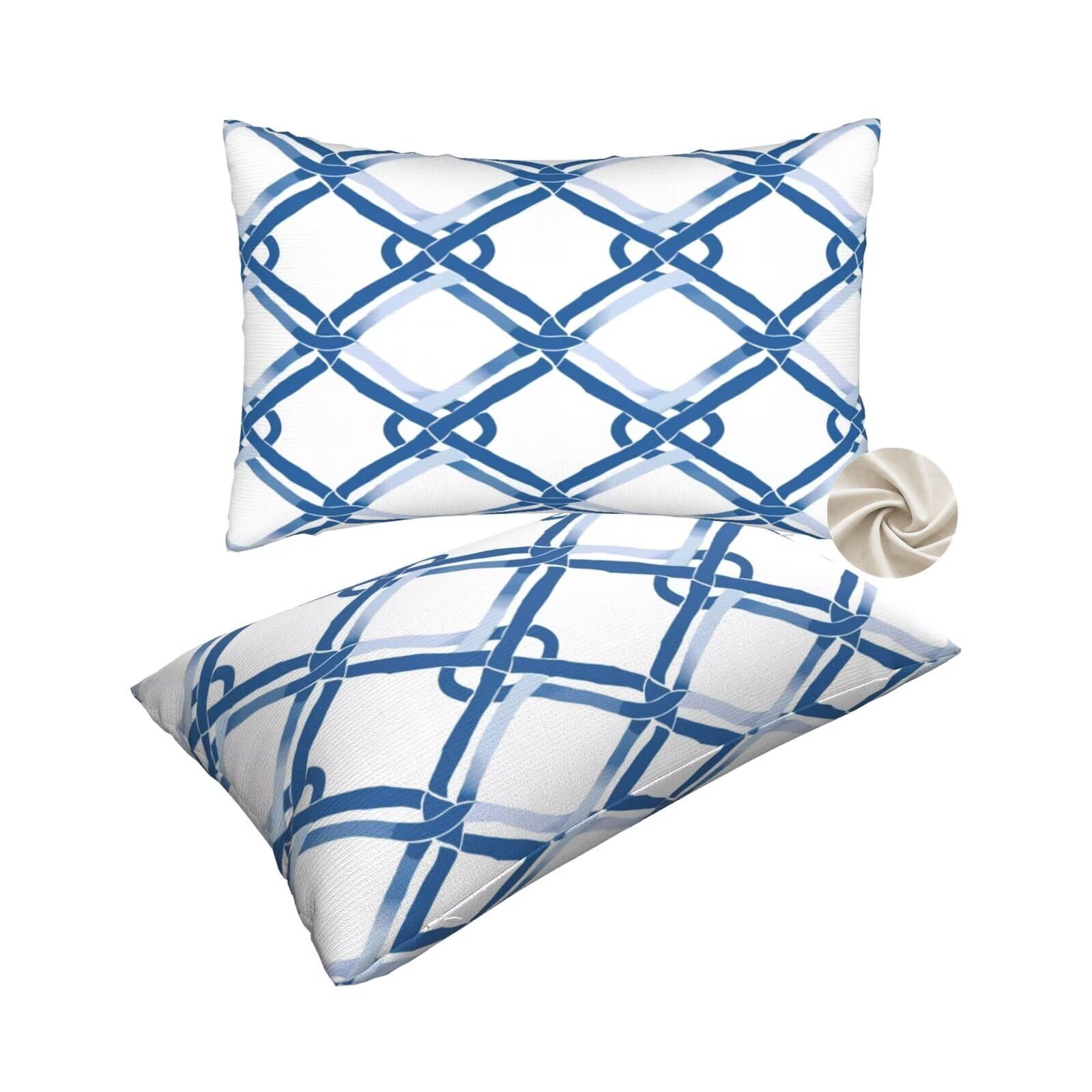 Housses de coussin 50x80 cm bleu marine lot de 2 taies oreillers lit