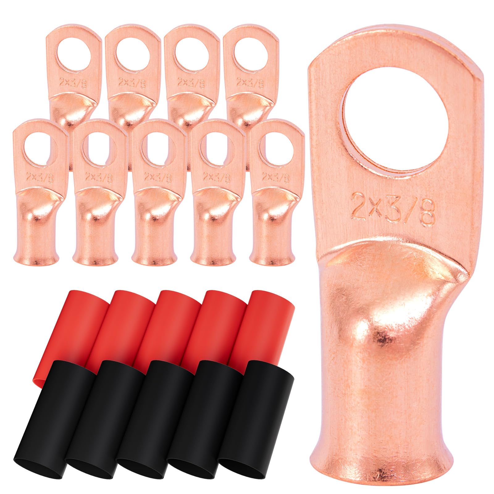 Cosses de batterie 2 AWG M10 en cuivre robuste et connecteurs étanches à double paroi 3:1
