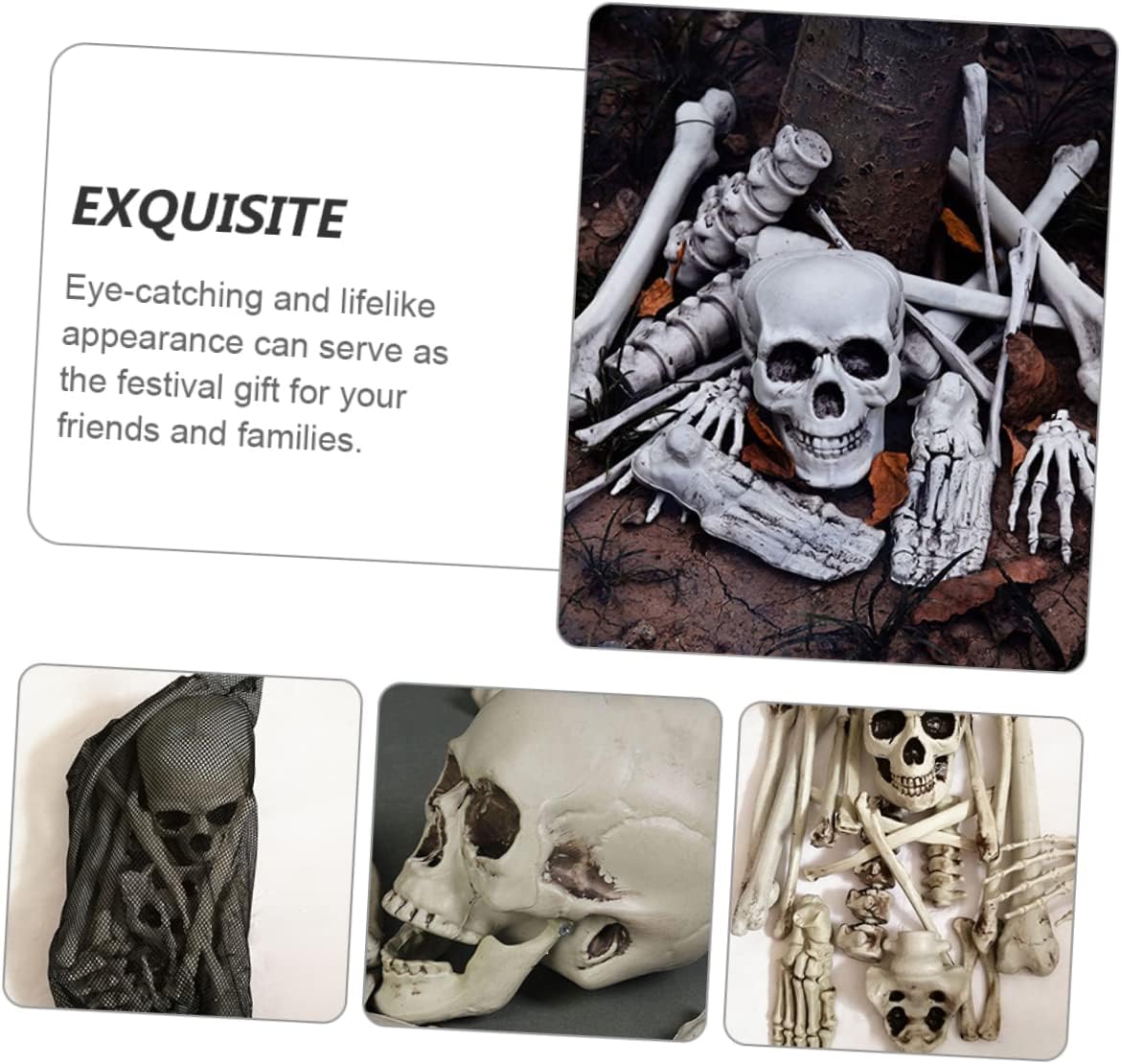 1pack Realistic Plastic Skeleton Bones Prop for Halloween Decoration for Bars Haunted Houses and Outdoor Displays Scary Photo Props for Parties