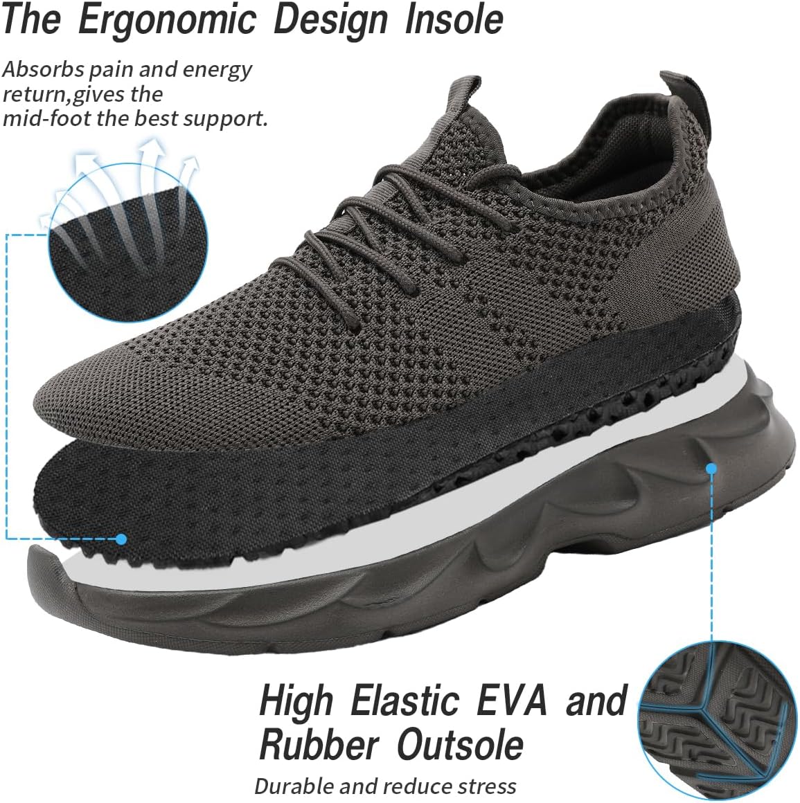 Womens Running Shoes Lightweight Breathable No Slip Sneakers Gym Athletic Workout Casual Sports Walking Tennis Shoes Dark_Grey 8 - Image 7