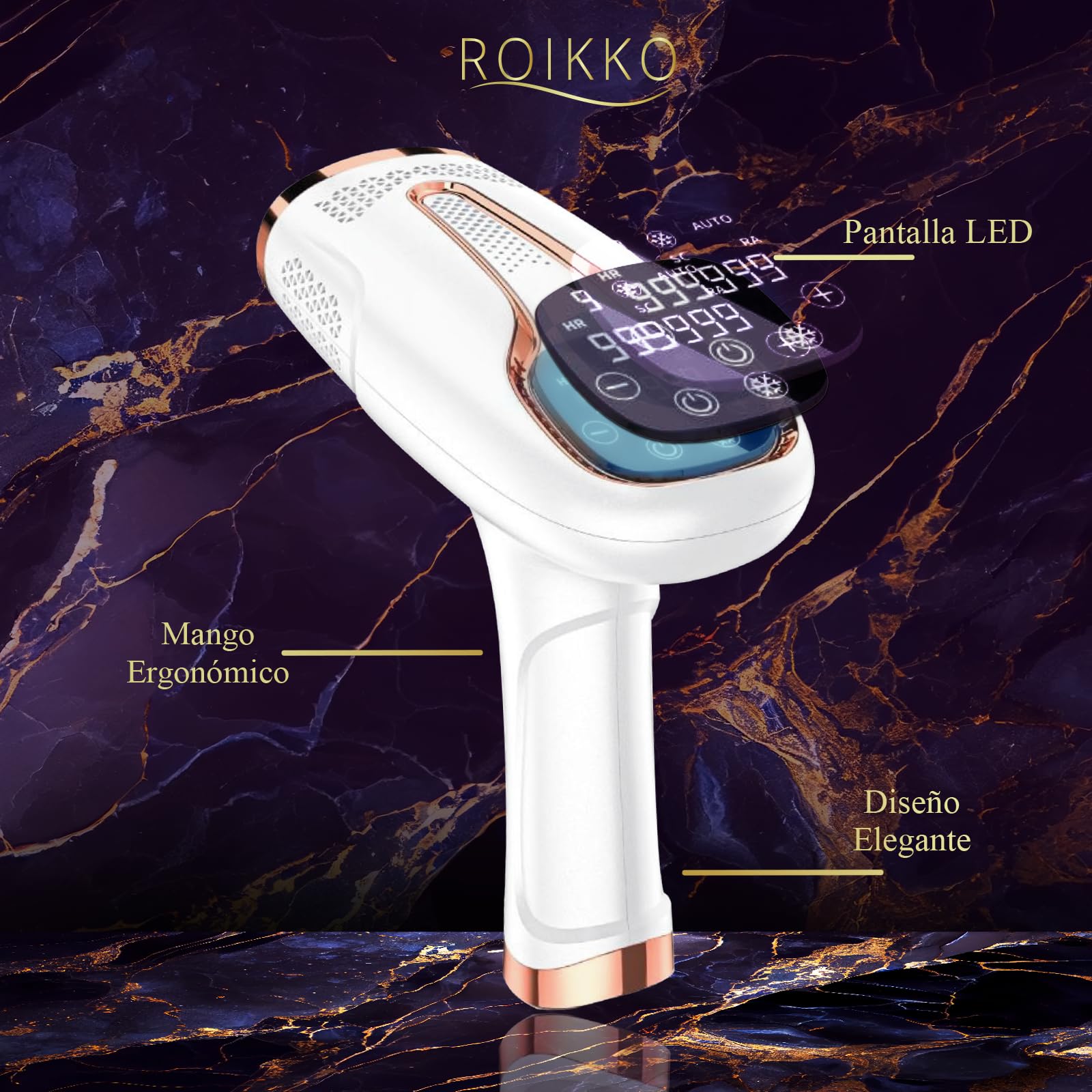 Depiladora Laser ROIKKO® PREMIUM Con Función De Refrigeración | Laser Depilacion 600NM-1200NM | Depiladora Luz Pulsada | Depiladora Laser Mujer | Maquina Laser Depilacion (Blanco 3)