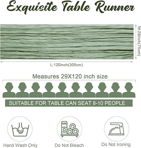 Miniatura 2 de Tranqun Paquete de 12 caminos de mesa de gasa de 10 pies de 29 x 120 pulgadas, camino de mesa bohemio de gasa de queso, decoración rústica y
