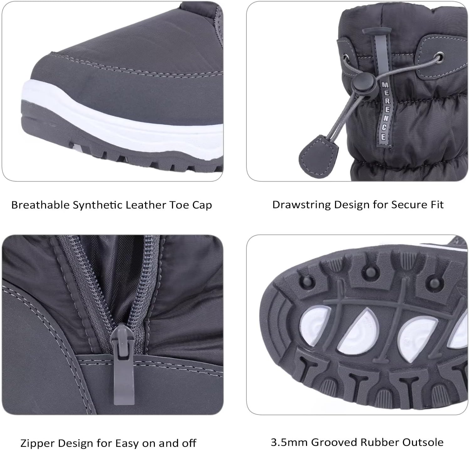 CIOR Women's Snow Boots Winter II Water-Resistant Fur Lined Frosty Warm Anti-Slip Boot U120WMX001-Gray-37 - Image 5