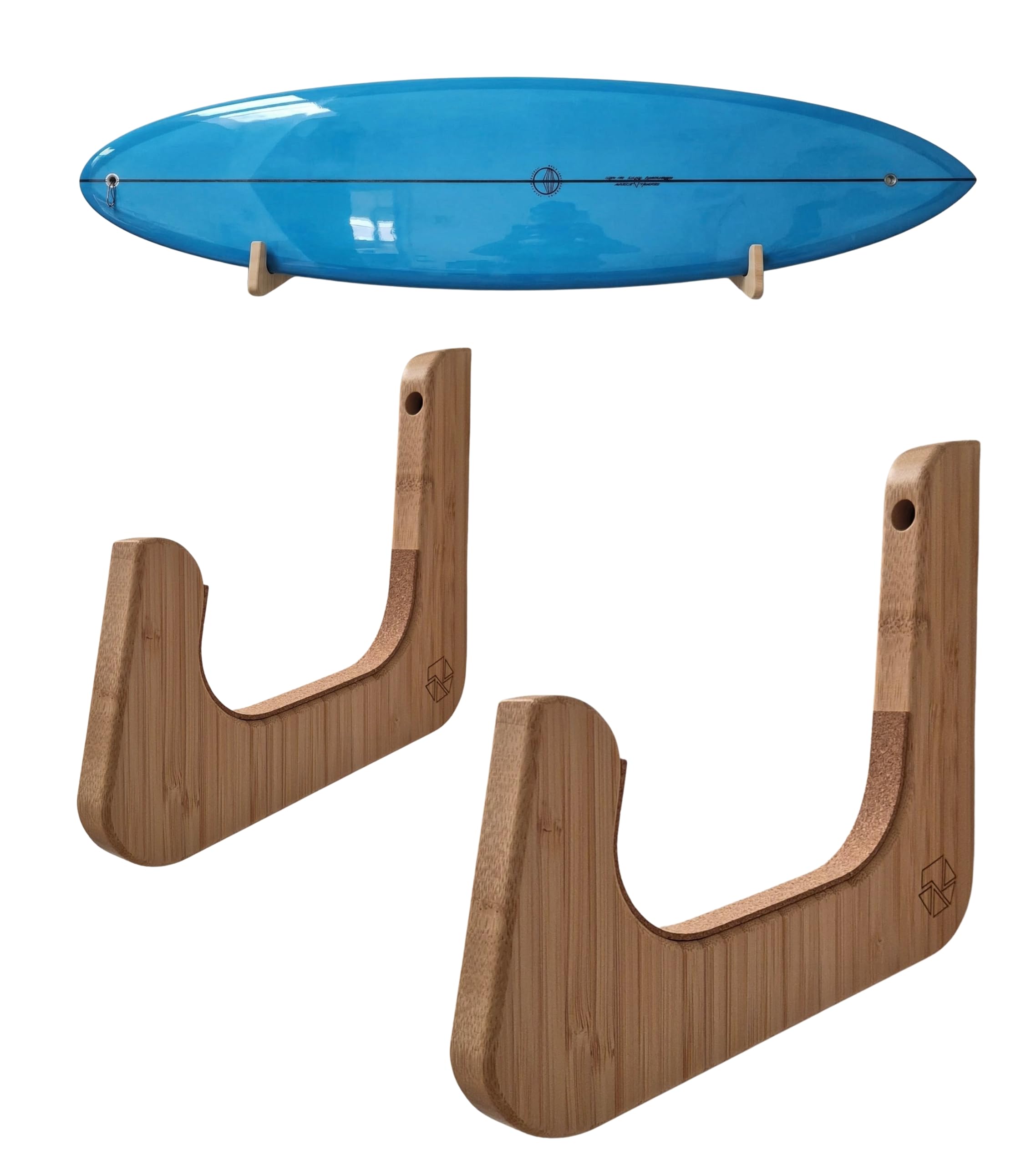 Supporto Tavola da Surf da Parete - Supporto Orizzontale per Tavola da Surf e SUP in Legno - Design Moderno e Robusto