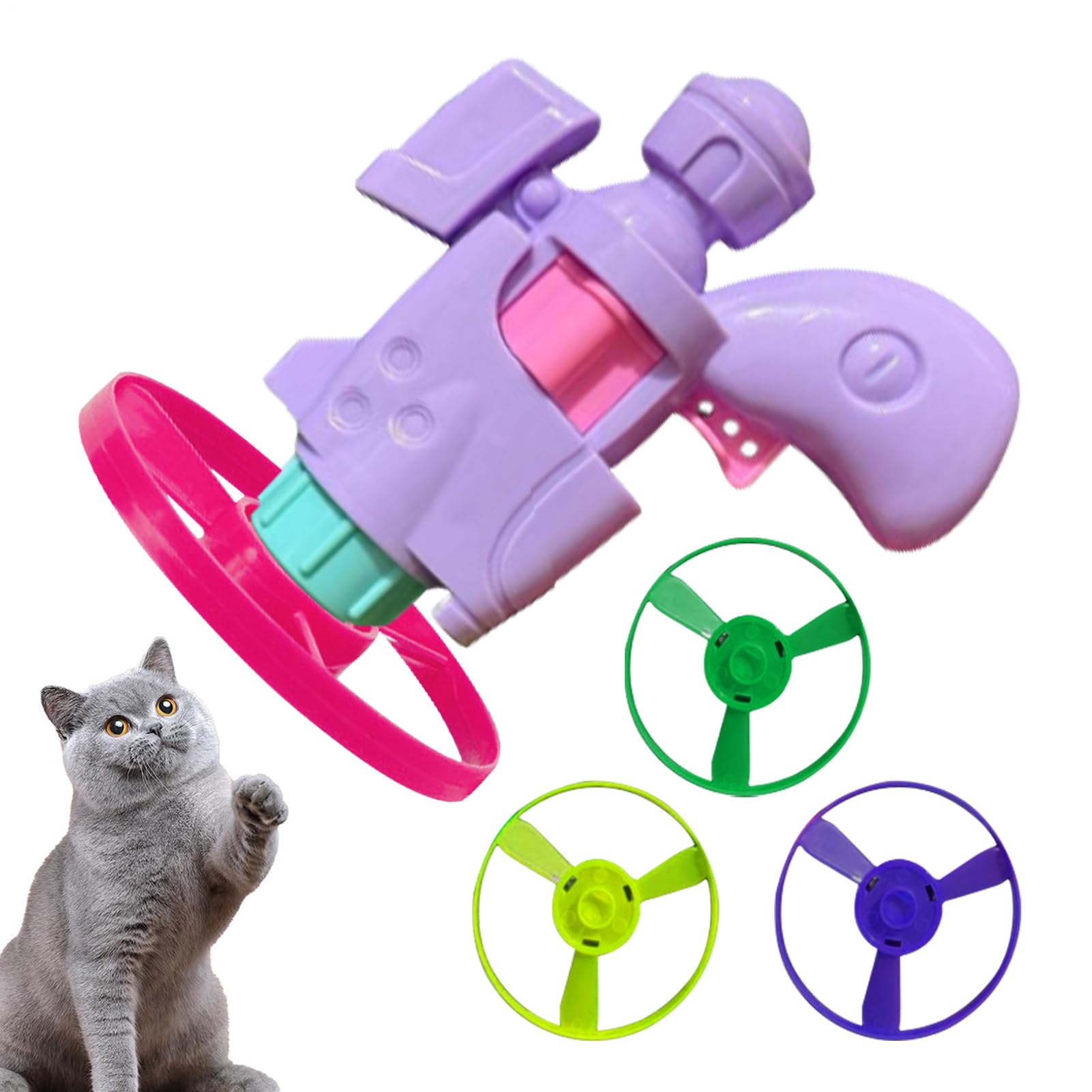 Cat Toy Propeller Launcher, Cat Fetch Toy, Interactive Flying Disc Launch Toys With Propellers, Interactive Indoor Pet Kitten Enrichment Stimulation Saucer For Outdoor Daily Home Boredom Apartment
