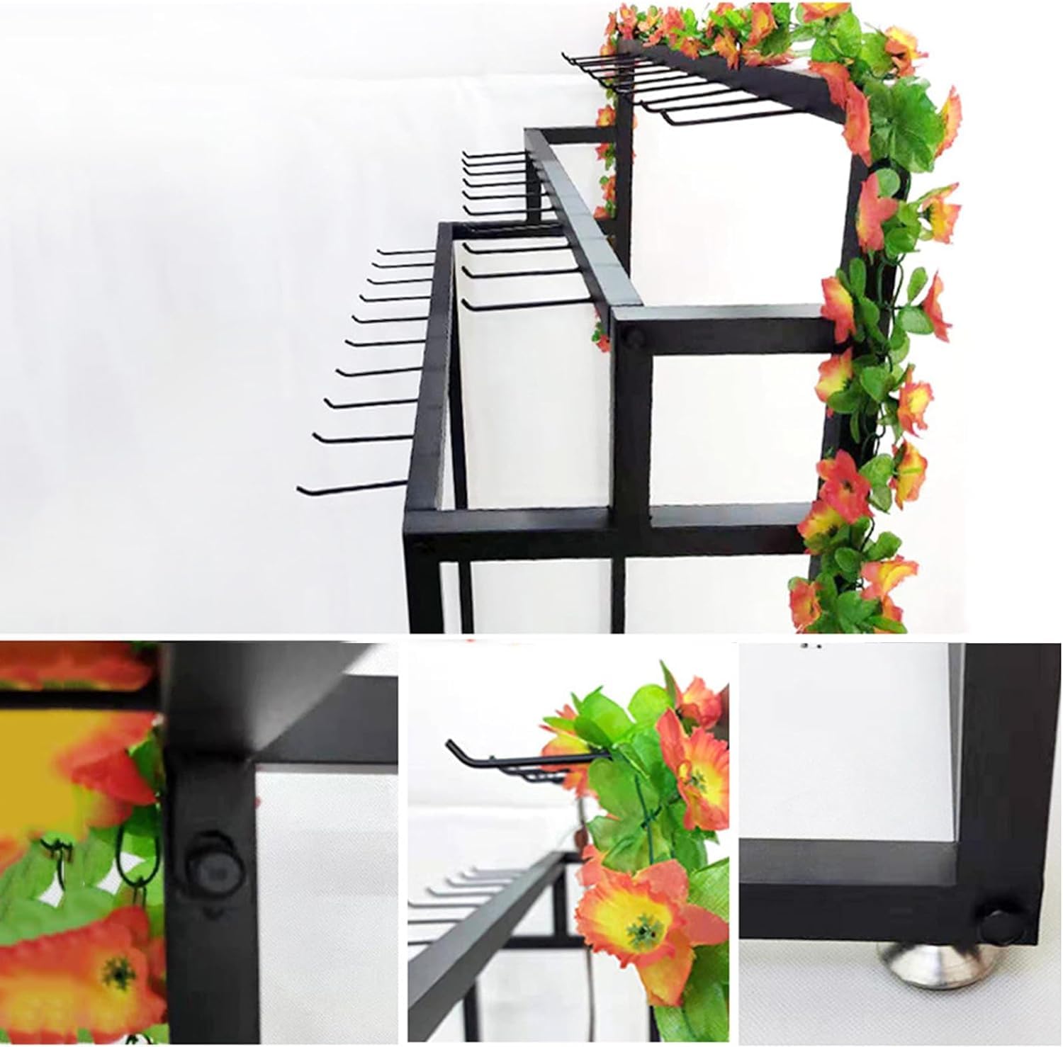 Gürtelständer für Herren, Krawattenhalter, Gürtelaufhänger für Bekleidungsgeschäfte, Schmuckständer mit Haken, Organizer für Handtaschen, Schals und Regenschirme, Weiß, 120 x 40 x 150 cm