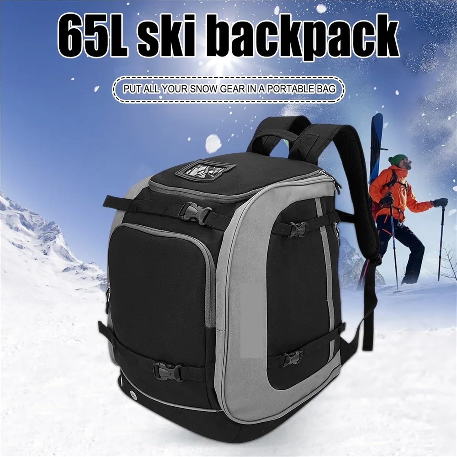 Skischuhtasche, wasserdichter Skischuh-Reiserucksack, All-in-One-Skitasche for Skihelme, Brillen, Handschuhe, Skizubehör Skistiefel Rucksack