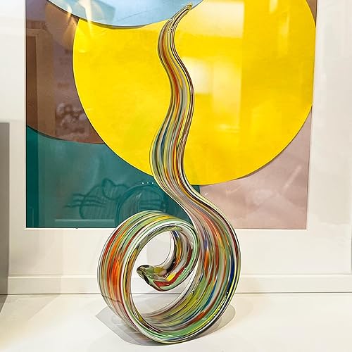 Miniatura 9 de Escultura de cristal soplado a mano de 11.4 pulgadas de alto, escultura de arte estilo Murano, estatuas de decoración del hogar, decoración del